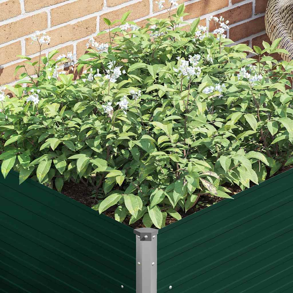 Повдигната леха, 100x100x77 см, поцинкована стомана, зелена - VL47021 - Image 4