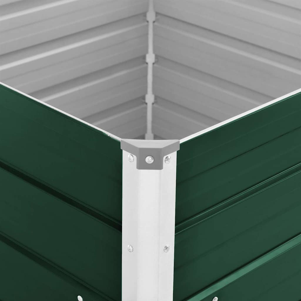 Повдигната леха, 100x100x77 см, поцинкована стомана, зелена - VL47021 - Image 11