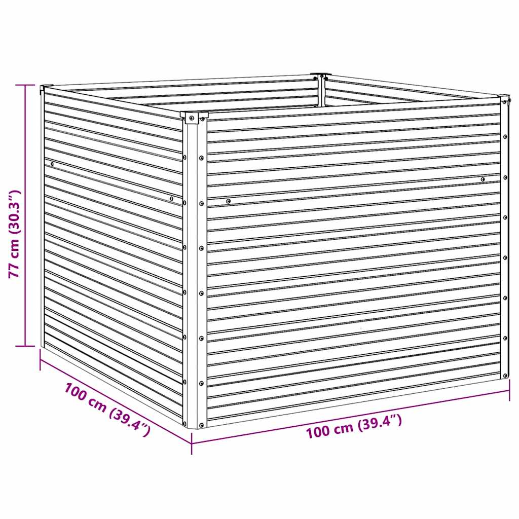 Повдигната леха, 100x100x77 см, поцинкована стомана, зелена - VL47021 - Image 12