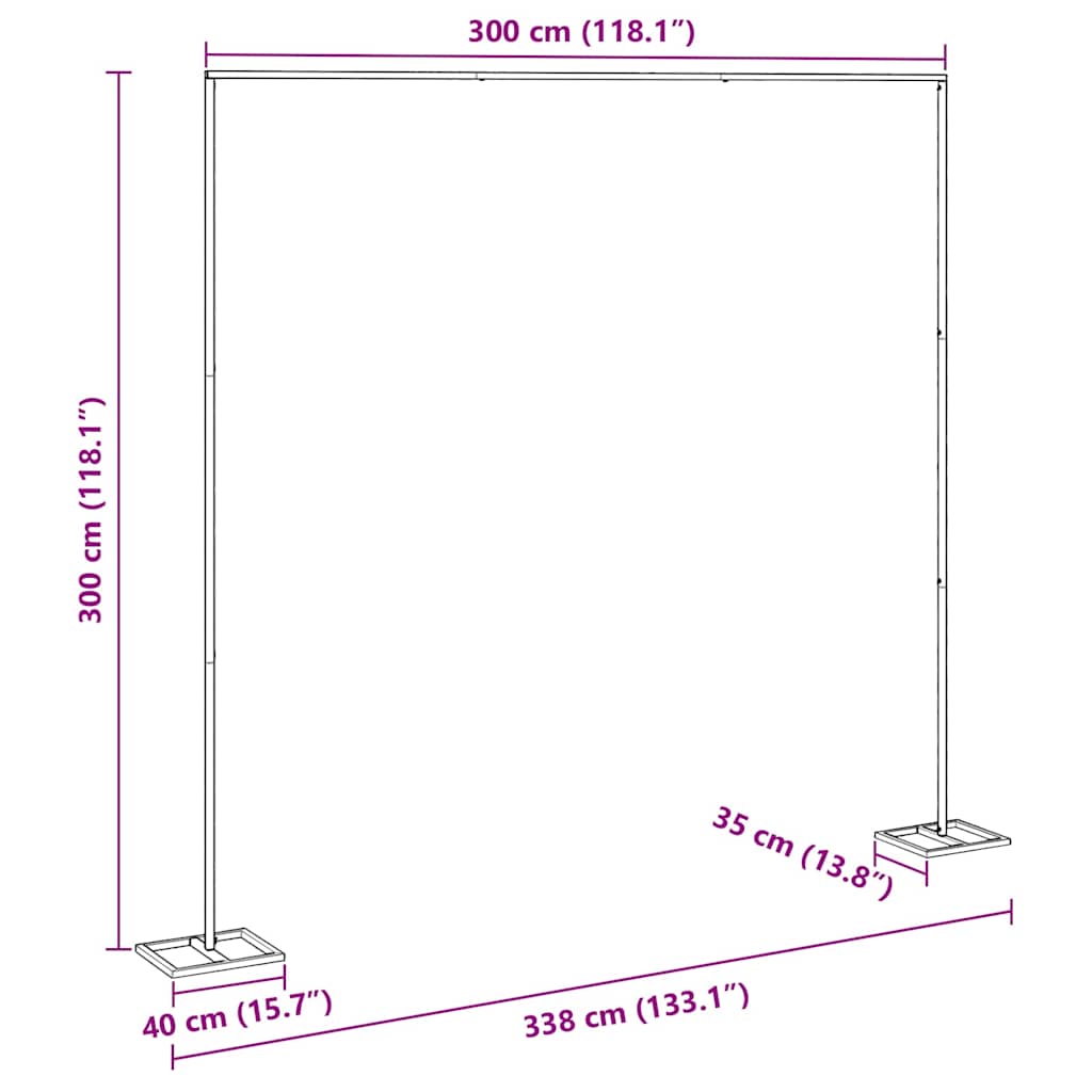 Сватбена арка Златист 338 x 35 x 300 см Стомана - VL42023041 - Thumbnail 9