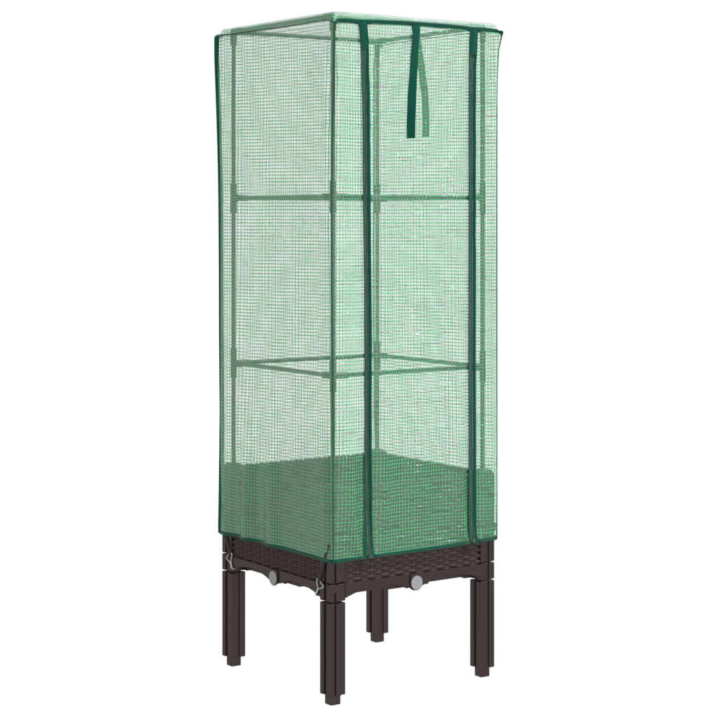 Повдигнато легло с оранжерия калъф, ратанов вид, 40x40x140 см - VL4015804 - Thumbnail 2