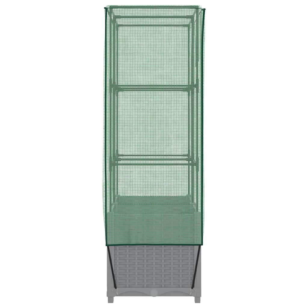 Повдигнато легло с оранжерия калъф, ратанов вид, 80x40x138 см - VL4015856 - Image 5