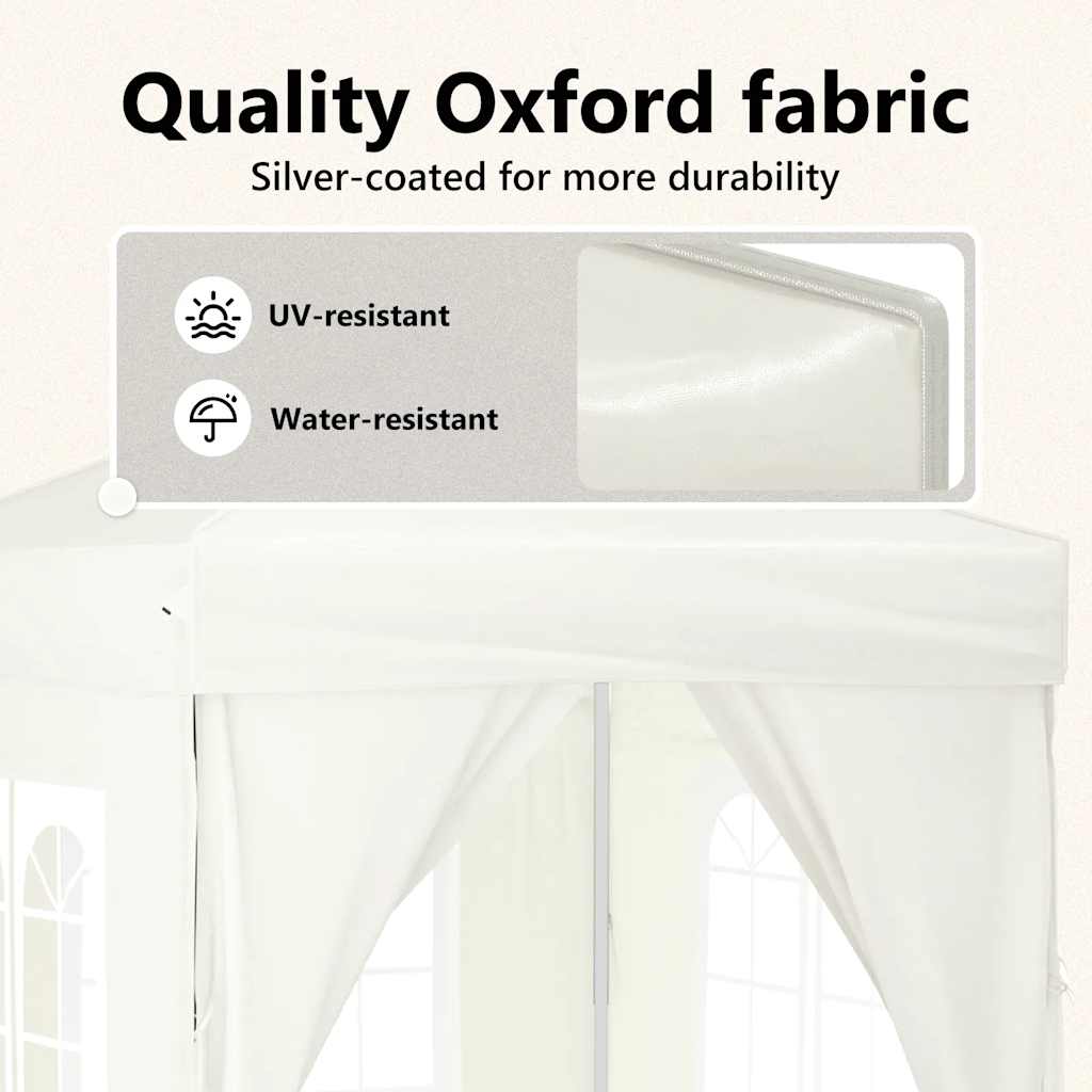 Сгъваема парти палатка със странични стени, кремава, 2x2 м - VL93501 - Thumbnail 11