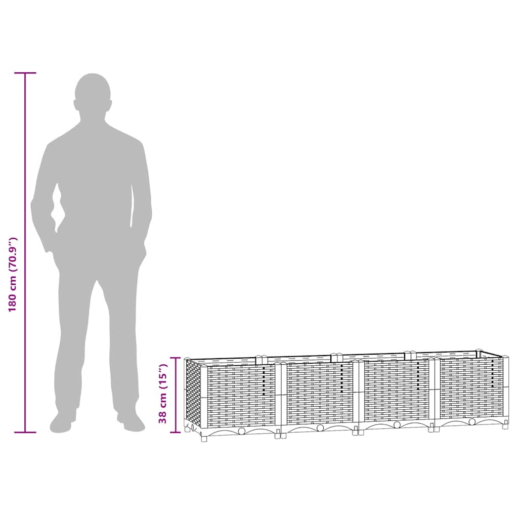 Повдигната леха, 160x40x38 см, полипропилен - VL153311 - Image 10