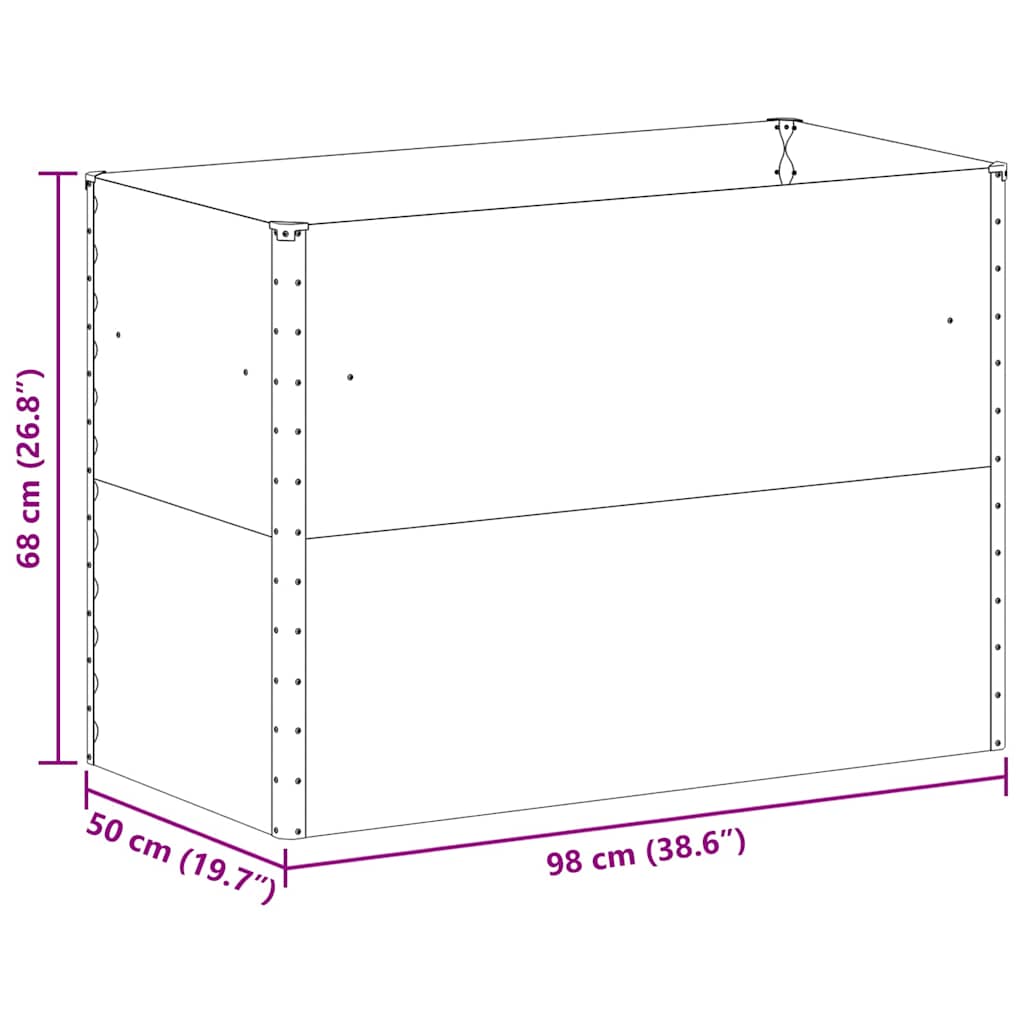 Градинска повдигната леха 98 x 50 x 68 см Галванизирана стомана - VL42017352 - Thumbnail 13