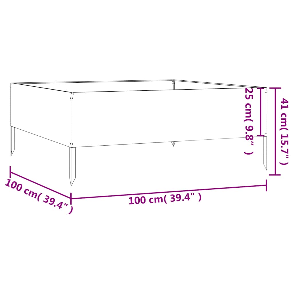 Градинска повдигната леха 100x100x41 см кортенова стомана - VL824516 - Thumbnail 9