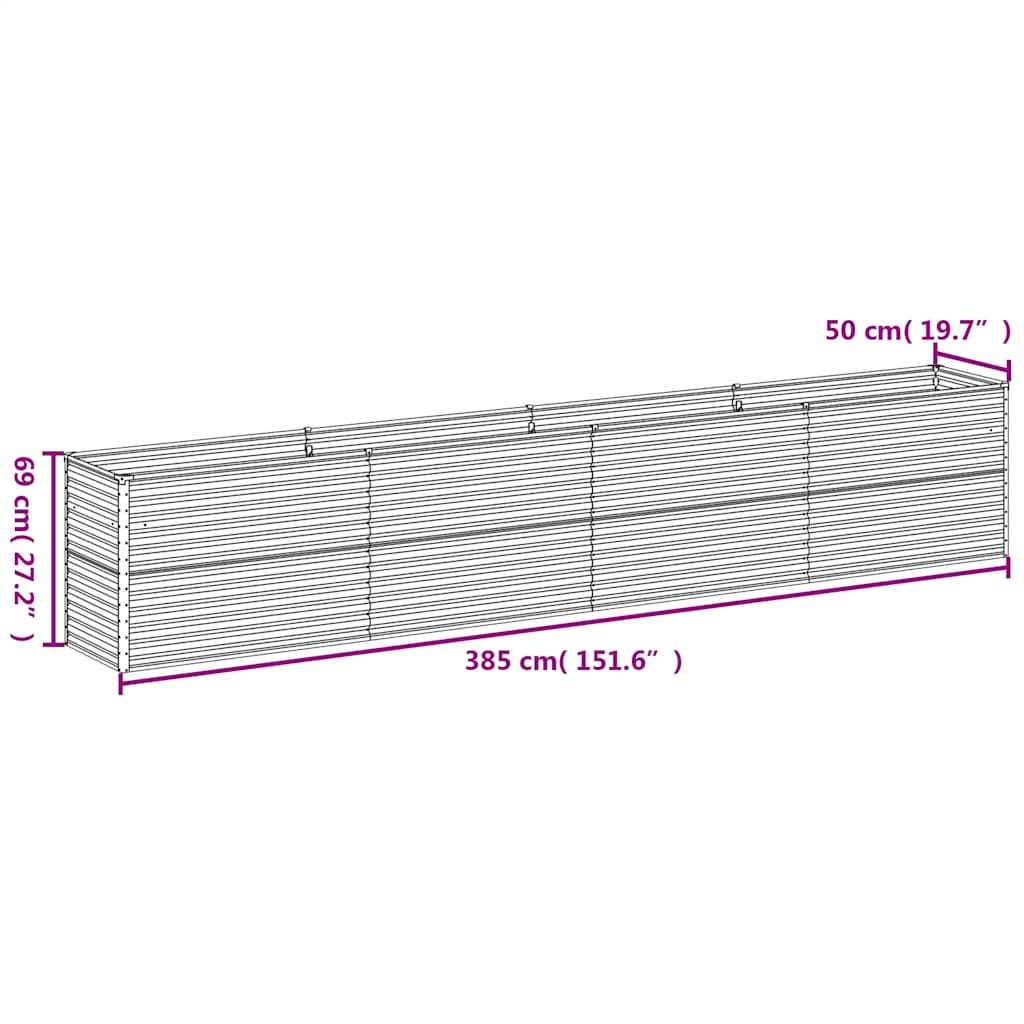 Повдигната градинска леха 385x50x69 см, кортенова стомана - VL151987 - Thumbnail 7