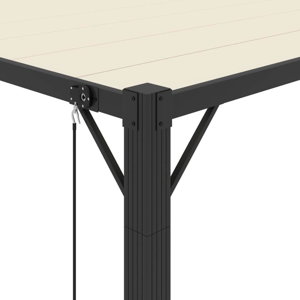 Беседка с жалузен покрив, 3x3 м, кремава, плат и алуминий - VL313924 - Thumbnail 7