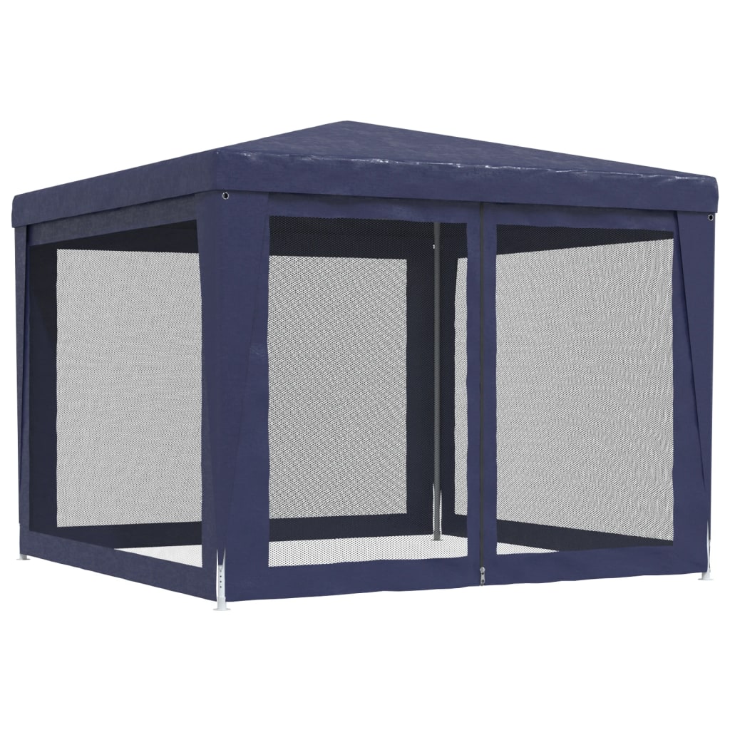 Парти палатка с 4 мрежести странични стени, синя, 3x3 м, HDPE - VL319227 - Thumbnail 5