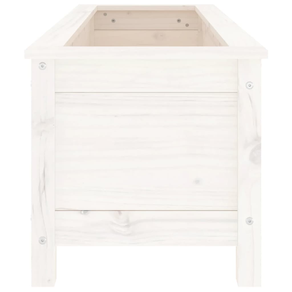 Градинско повдигнато легло, бяло, 119,5x40x39 см, бор масив - VL825262 - Thumbnail 5