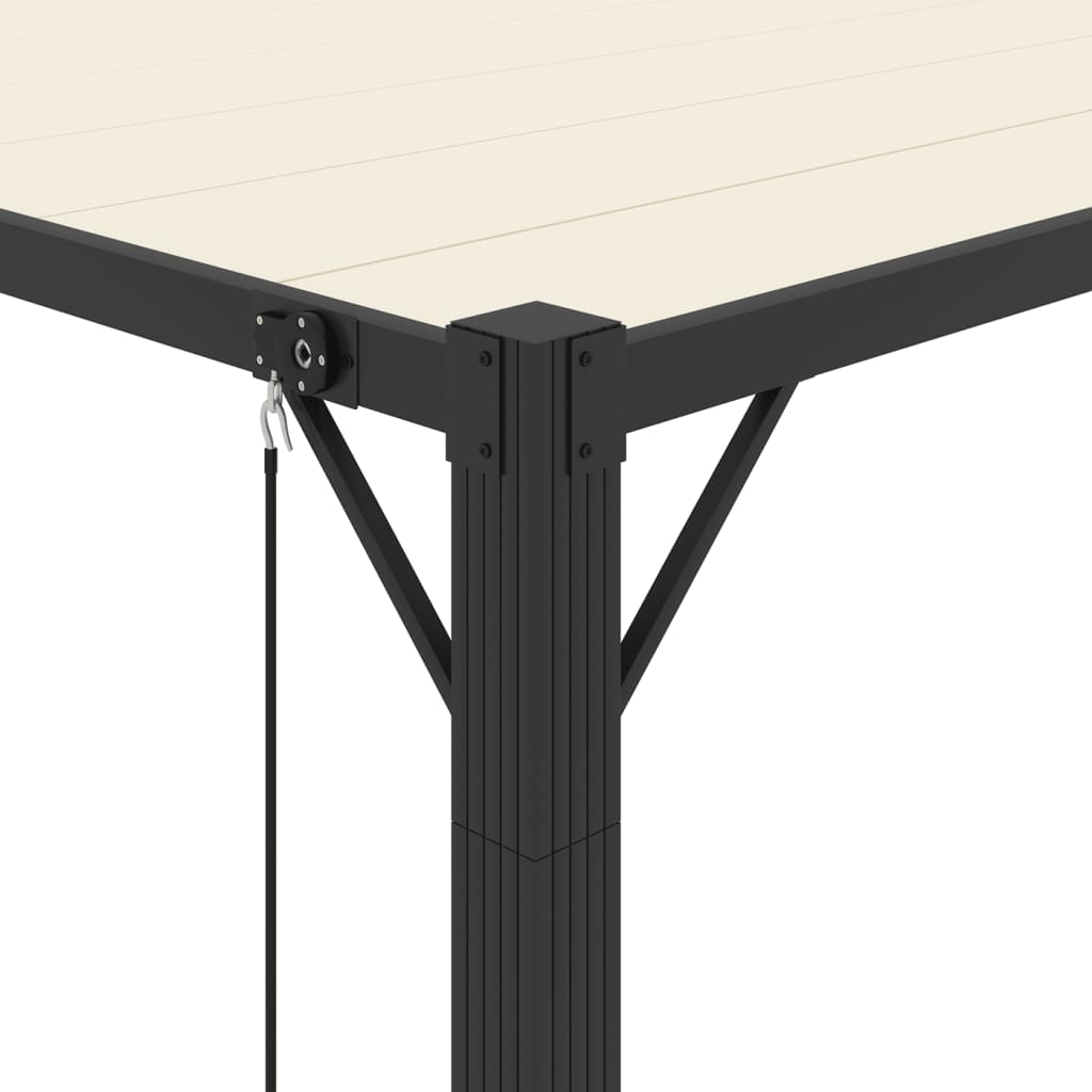 Беседка с жалузен покрив, 3x4 м, кремава, плат и алуминий - VL313927 - Thumbnail 7