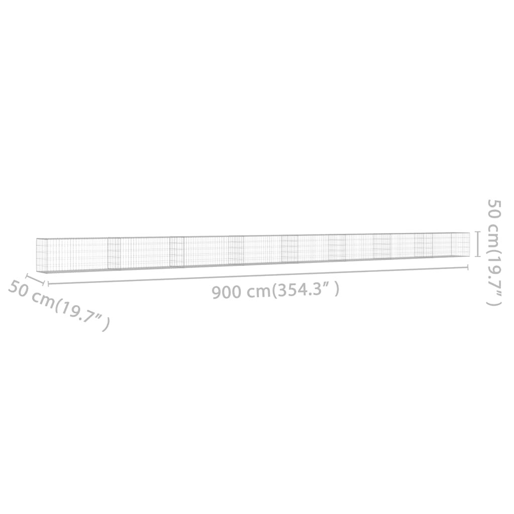 Габионна стена с капаци, поцинкована стомана, 900x50x50 см - VL143587 - Thumbnail 7