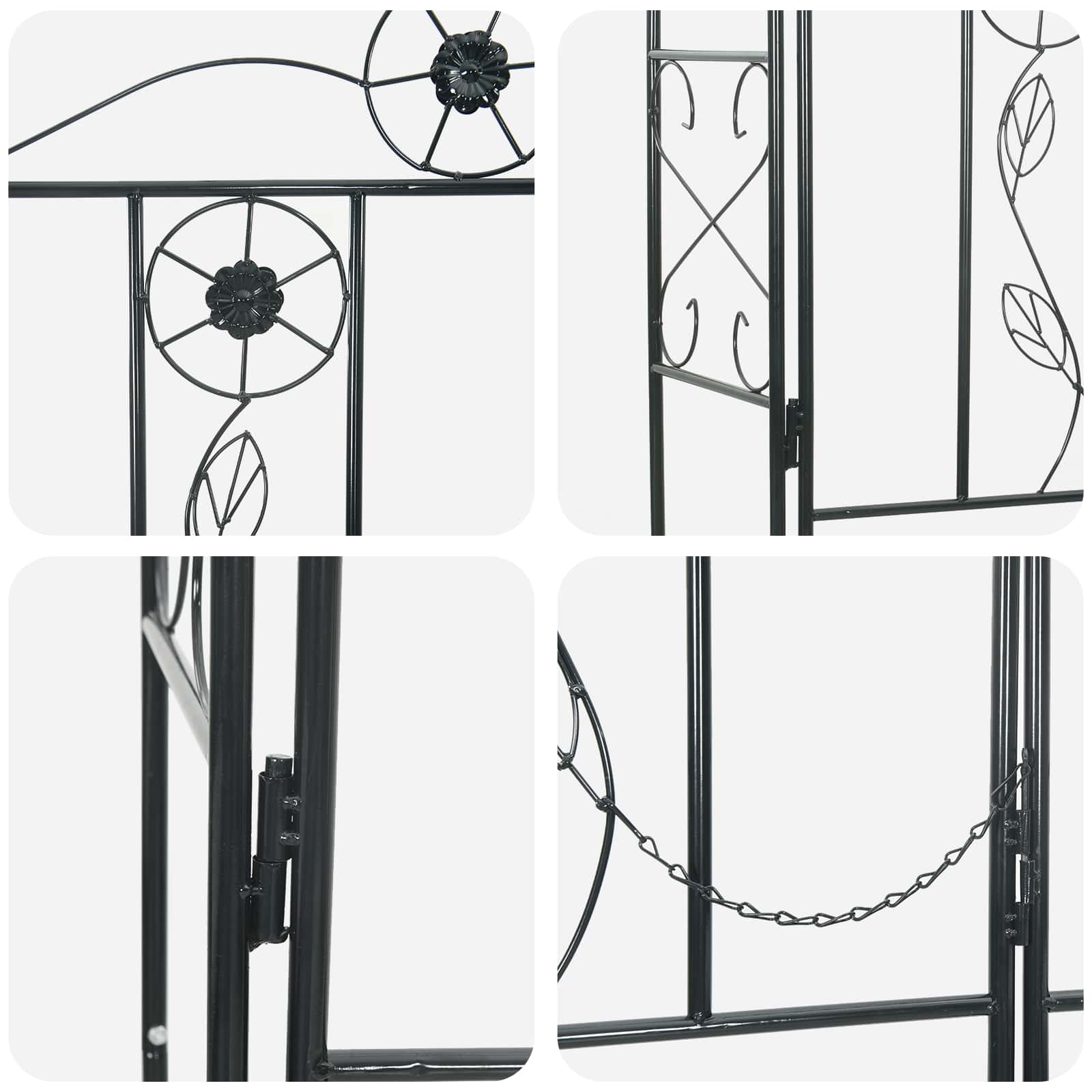 Градинска арка Едноцветен Черно 115 x 37 x 226 см - VL42021348 - Thumbnail 9