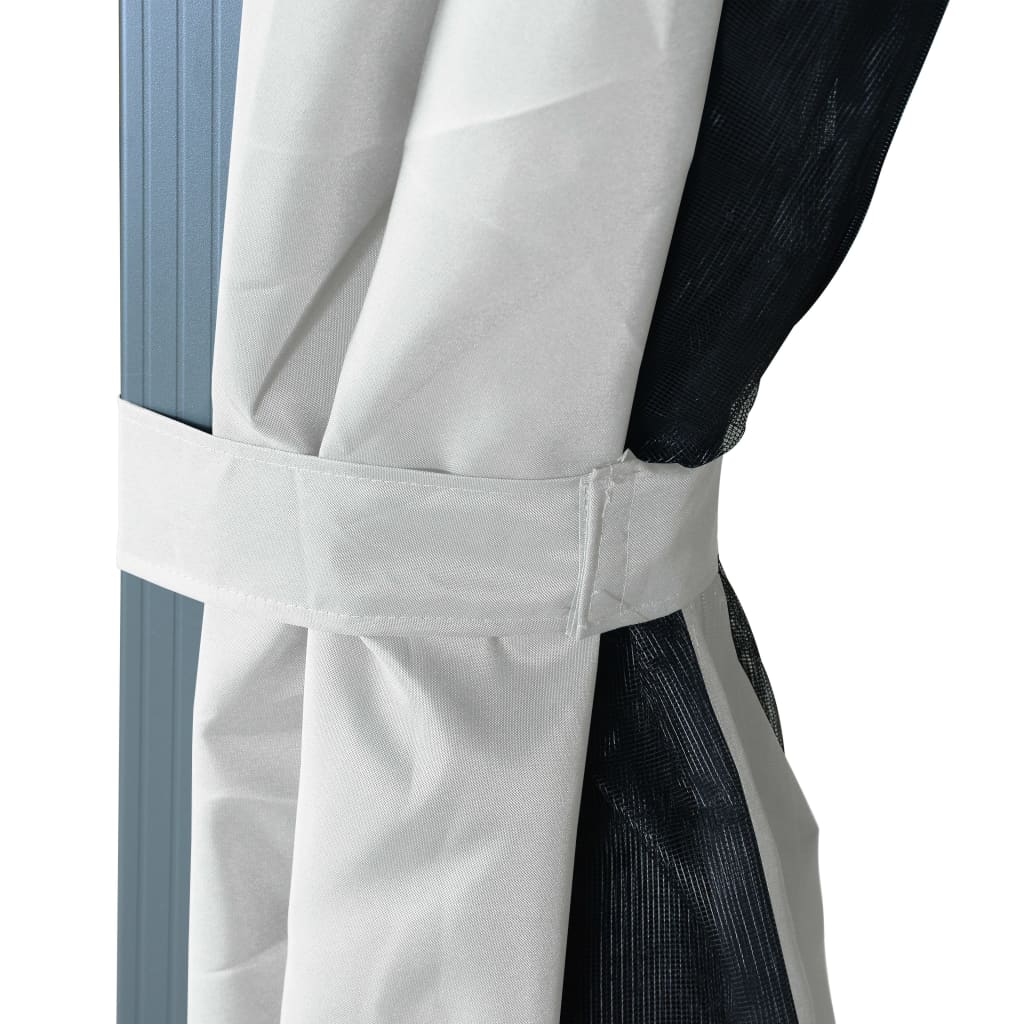 Шатра със завеси и LED светещи стрингове 4x3 м кремава алуминий - VL3070335 - Thumbnail 11