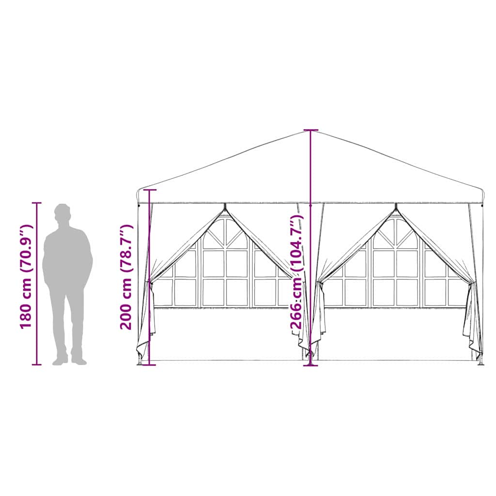 Парти шатър Зелен 400 x 400 x 266 см Полиетилен - VL42003428 - Thumbnail 13