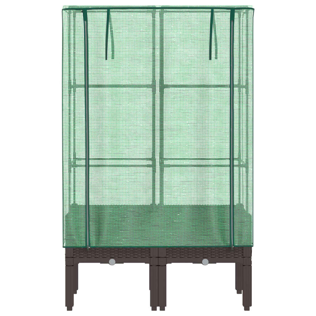 Повдигнато легло с оранжерия калъф, ратанов вид, 80x40x140 см - VL4015805 - Thumbnail 4