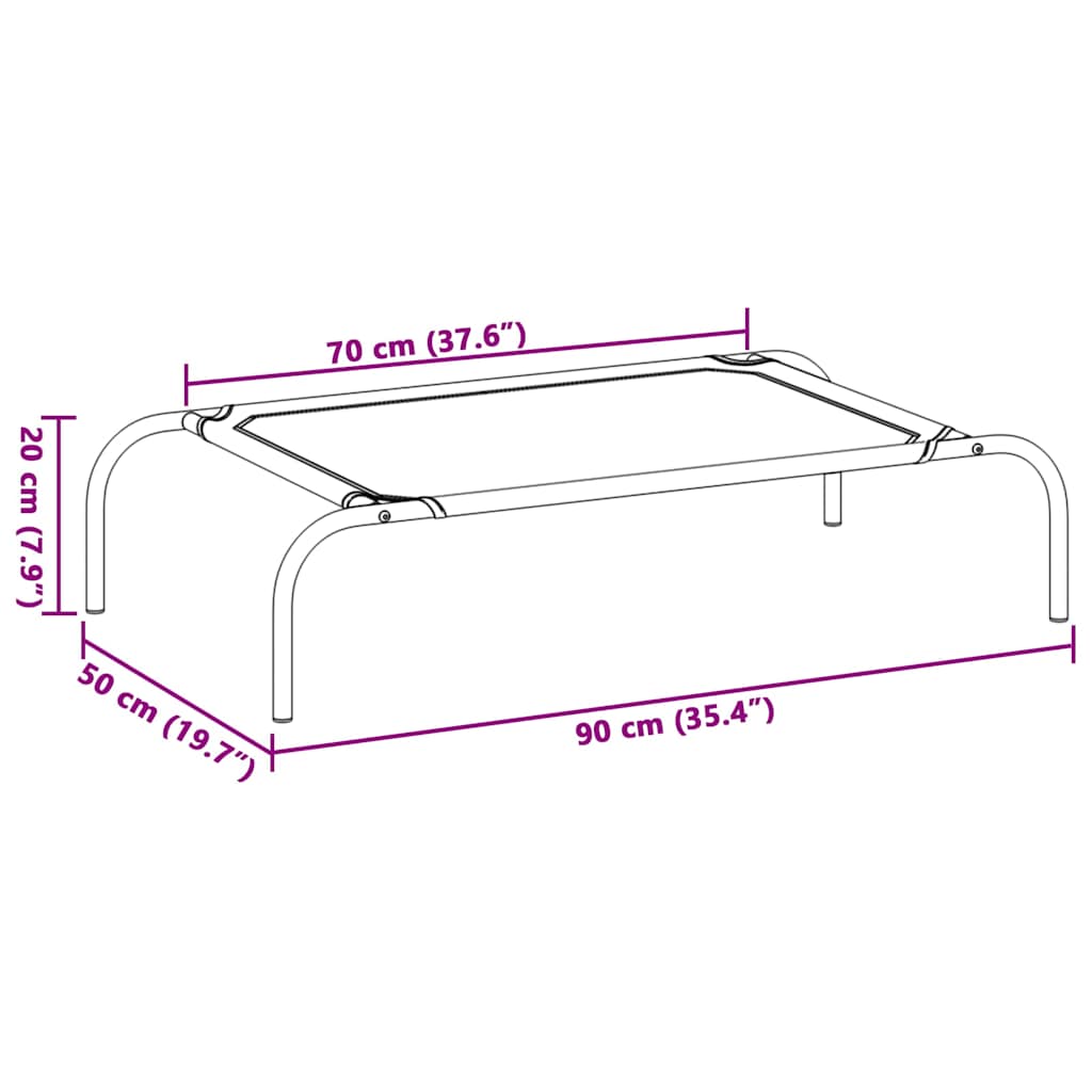Повдигнато легло за кучета сиво 90x50x20 cm Текстилен и стомана - VL42000842 - Image 8