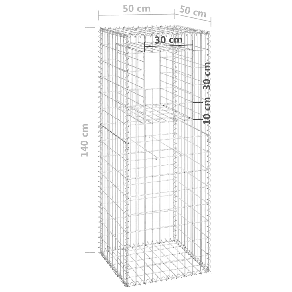 Габионна кошница стълб, 50x50x140 cм, желязо - VL151270 - Thumbnail 6