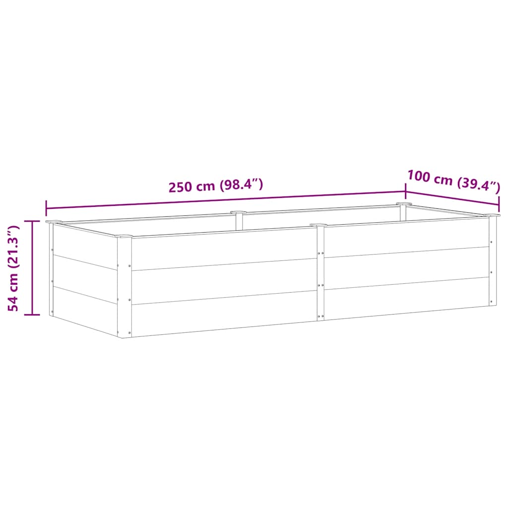 Градинска повдигната леха, 250x100x54 см, WPC, сива - VL49059 - Thumbnail 7