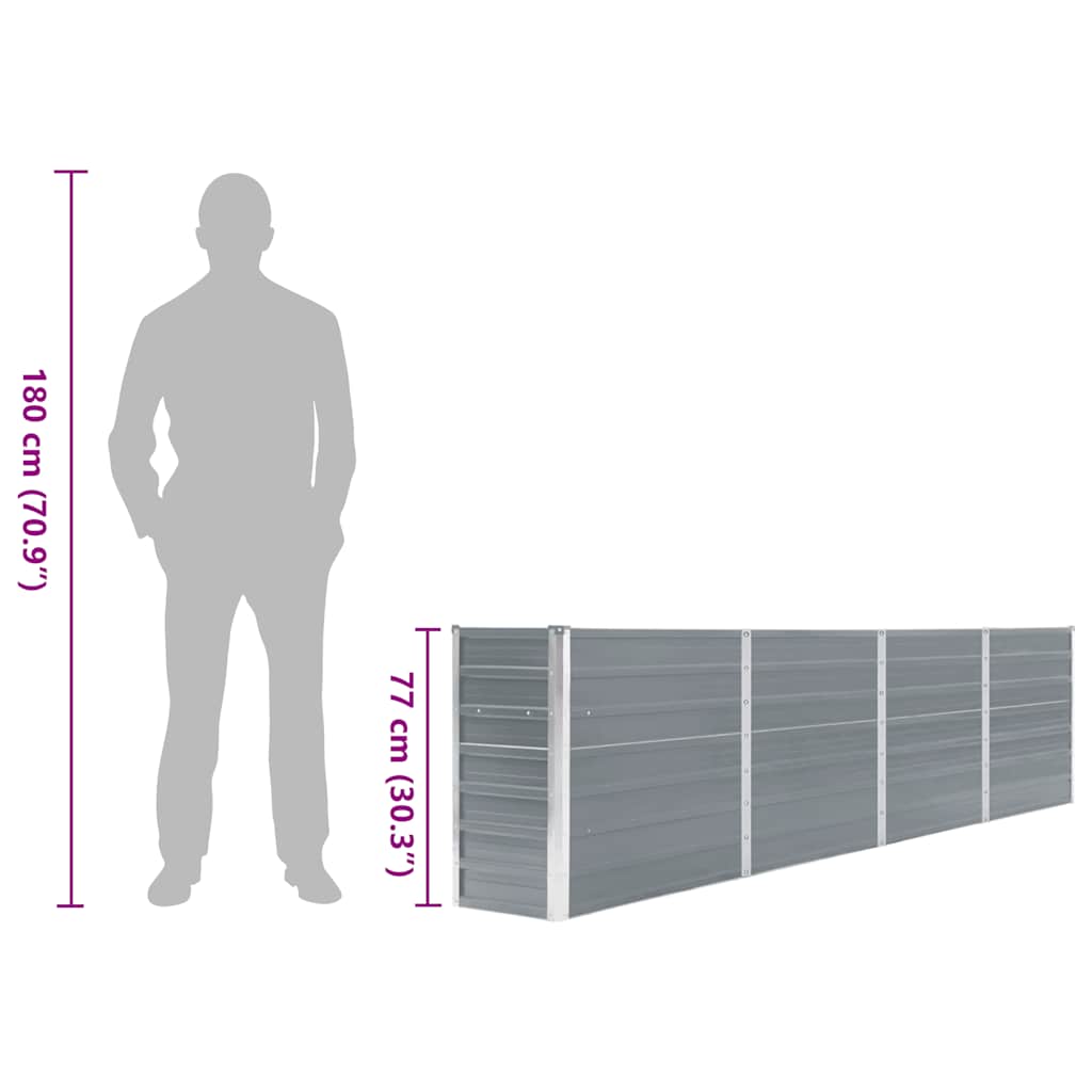 Повдигната леха, 320x40x77 см, поцинкована стомана, сива - VL47048 - Image 8