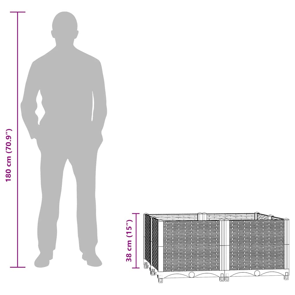 Повдигната леха, 80x80x38 см, полипропилен - VL316540 - Thumbnail 7
