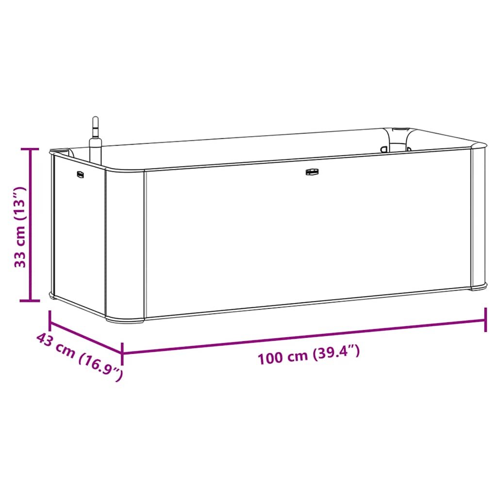 Градинска повдигната леха, самополивна, бяла, 100x43x33 см - VL313959 - Thumbnail 8