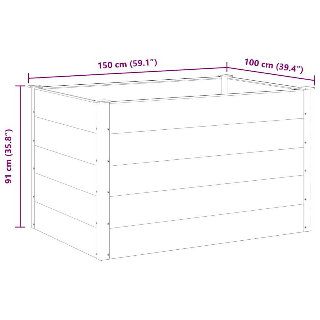 Градинска повдигната леха, WPC, 150x100x91 см, сива - VL43610 - Thumbnail 8