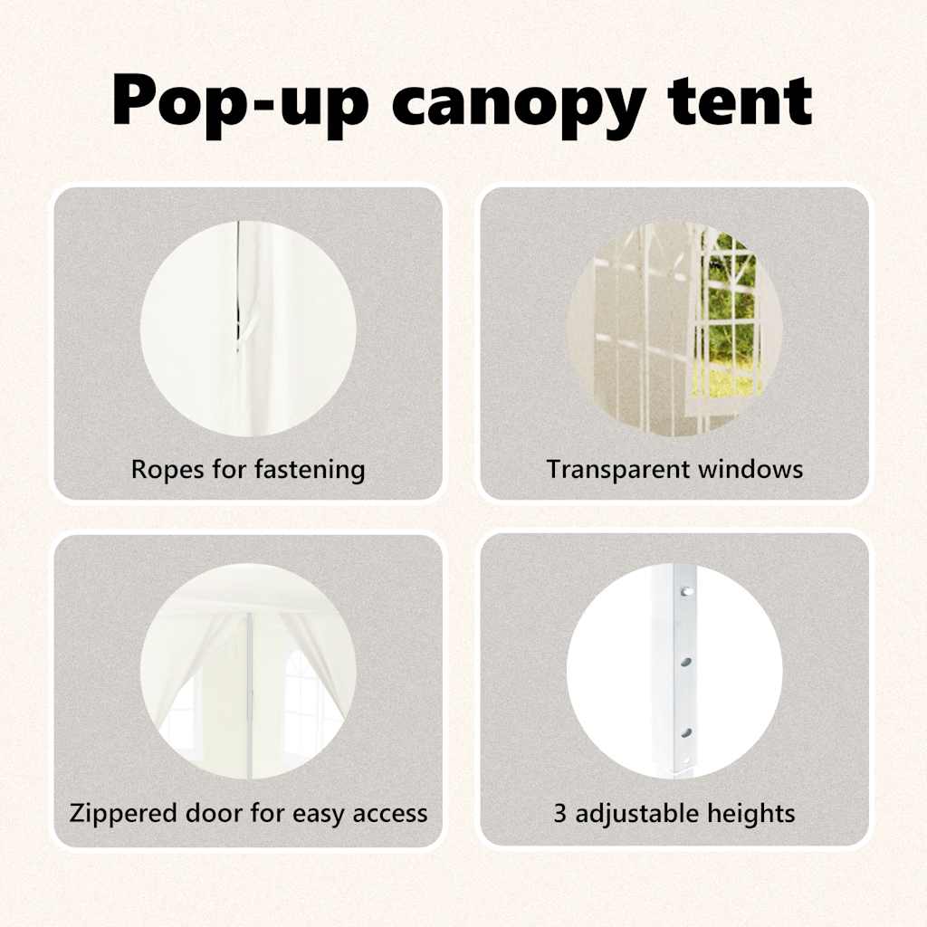 Сгъваема парти палатка със странични стени, кремава, 3x3 м - VL93522 - Thumbnail 13