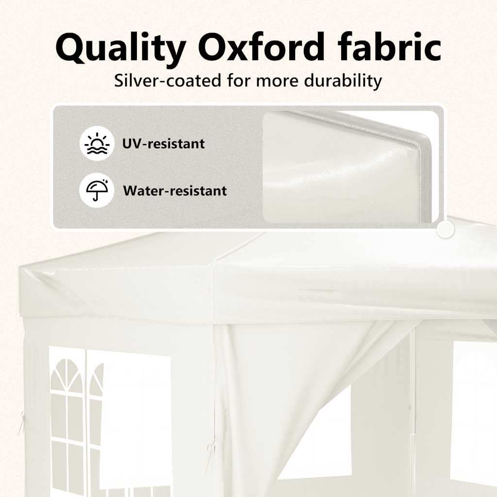 Сгъваема парти палатка със странични стени, кремава, 3x3 м - VL93522 - Thumbnail 11