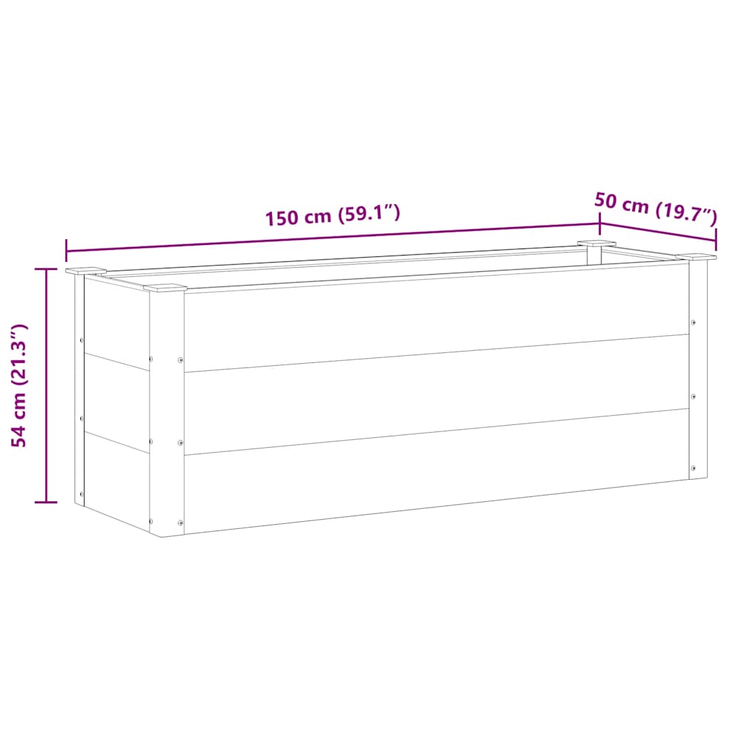 Градинска повдигната леха, WPC, 150x50x54 см, сива - VL43607 - Image 8