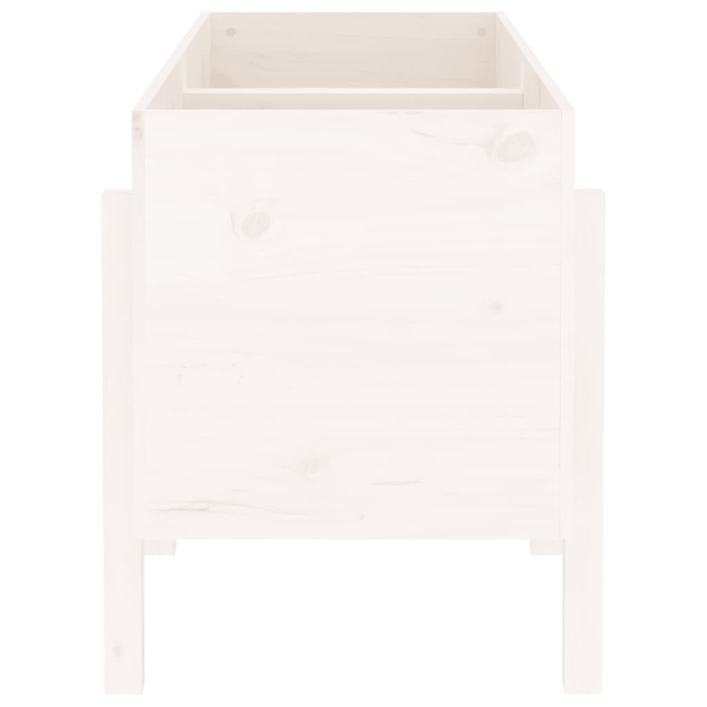 Градинско повдигнато легло, бяло, 121x50x57 см, бор масив - VL825227 - Thumbnail 4