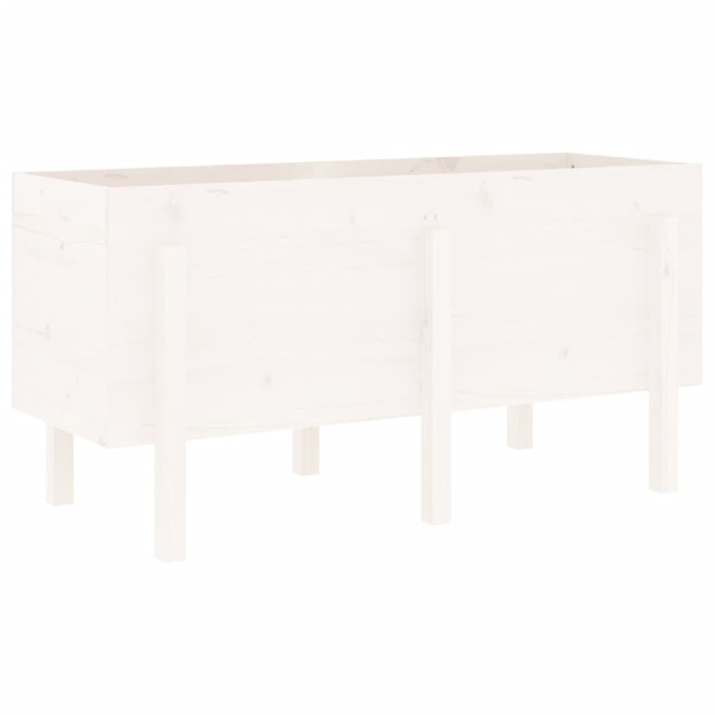 Градинско повдигнато легло, бяло, 121x50x57 см, бор масив - VL825227 - Thumbnail 6