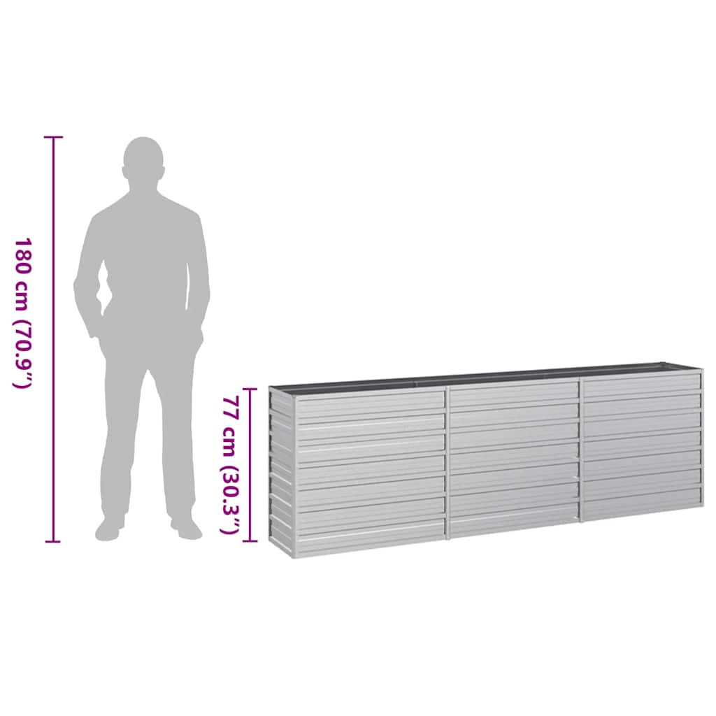 Повдигната градинска леха, 240x40x77 см, стомана, сребриста - VL316887 - Thumbnail 8