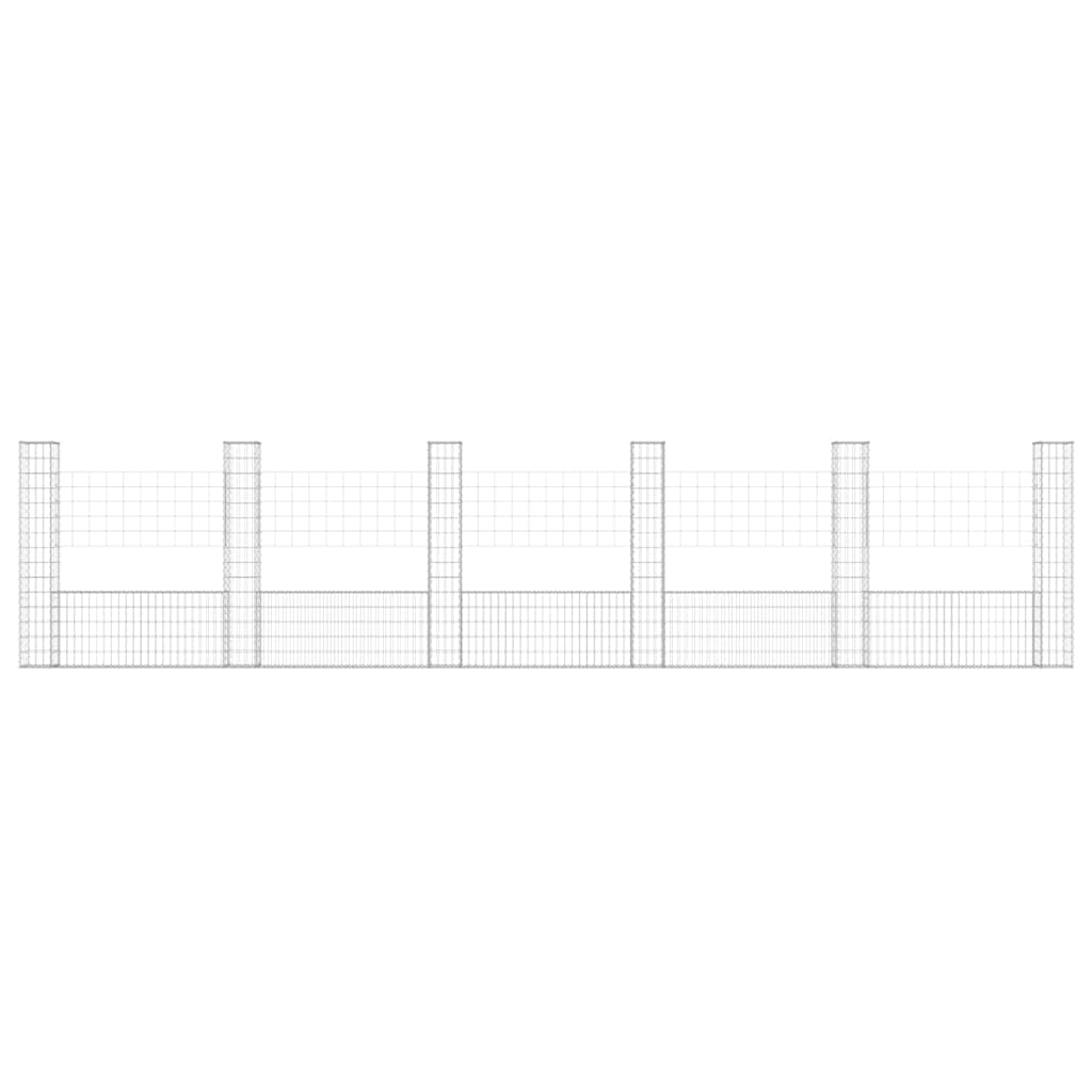 U-образна габионна кошница с 6 стълба, желязо, 620x20x150 см - VL151286 - Image 3