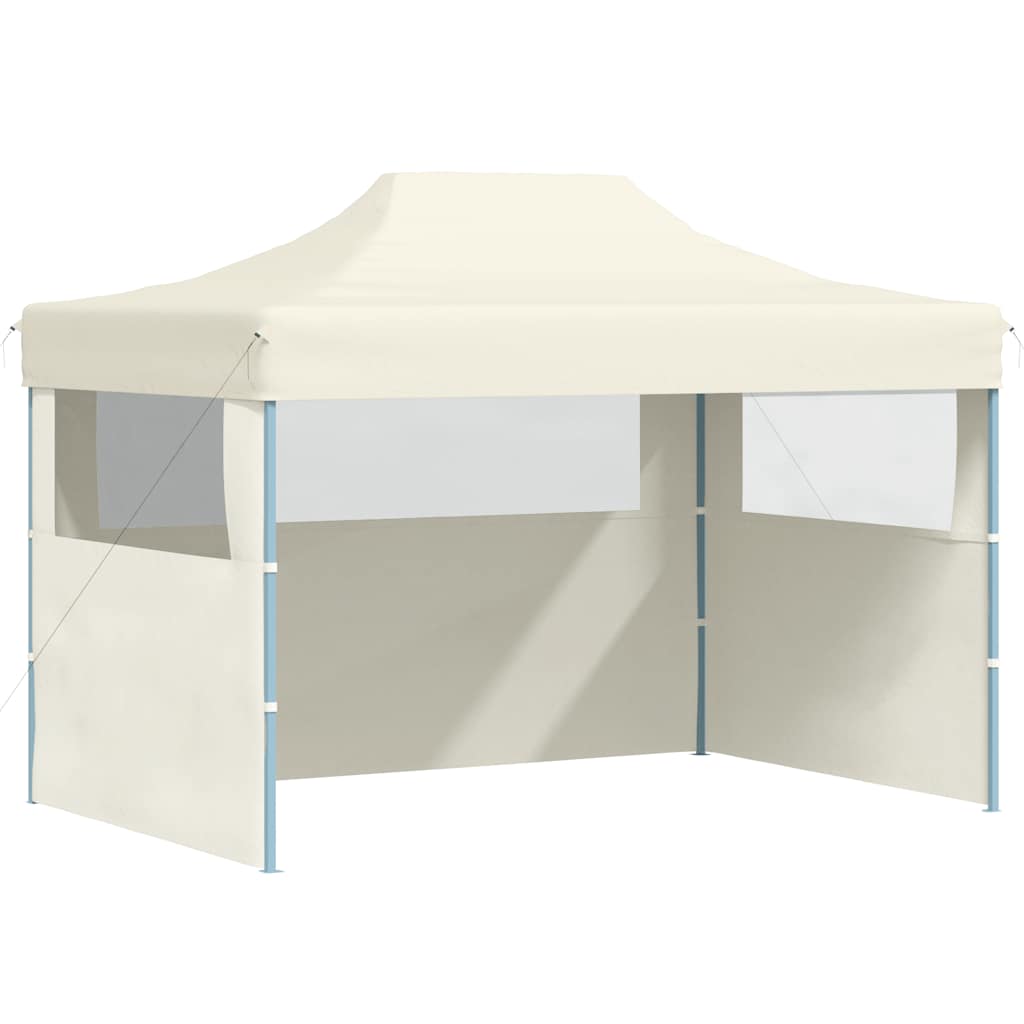Сгъваема парти шатра с 3 странични стени 3х4 м стомана кремава - VL48893 - Thumbnail 2