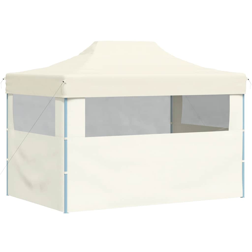 Сгъваема парти шатра с 3 странични стени 3х4 м стомана кремава - VL48893 - Thumbnail 6
