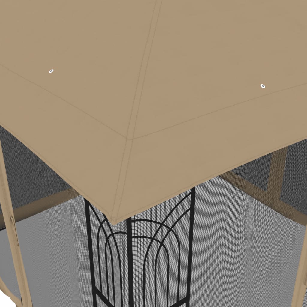 Шатра двоен покрив и мрежести стени таупе 2,94x2,94 м стомана - VL368456 - Image 7