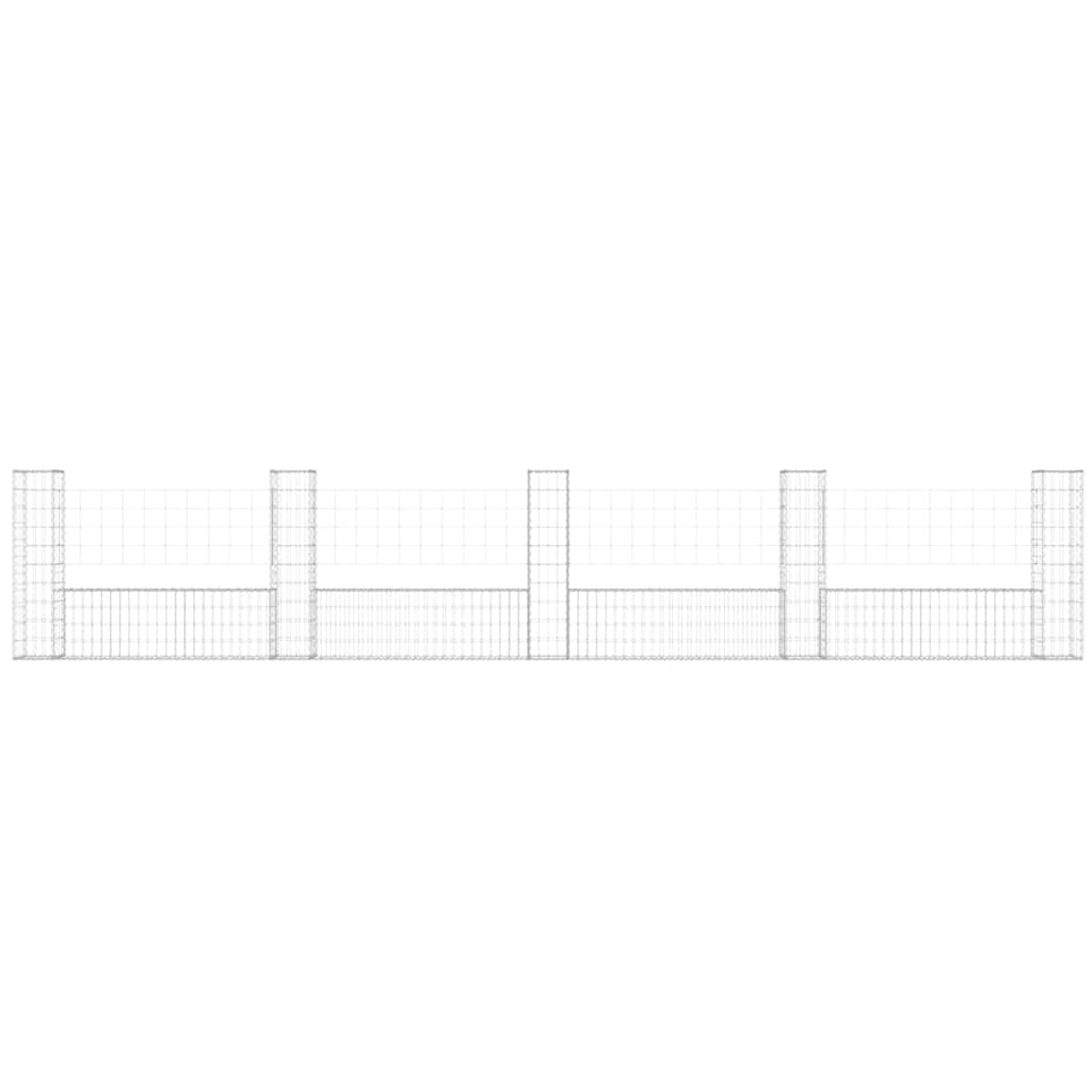 U-образна габионна кошница с 5 стълба, желязо, 500x20x100 см - VL151278 - Image 3