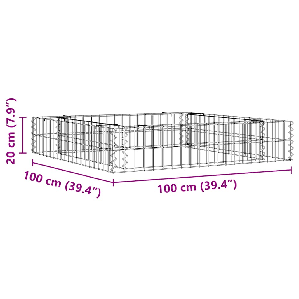 Габион повдигната леха, поцинкована стомана, 100x100x20 см - VL151311 - Thumbnail 9