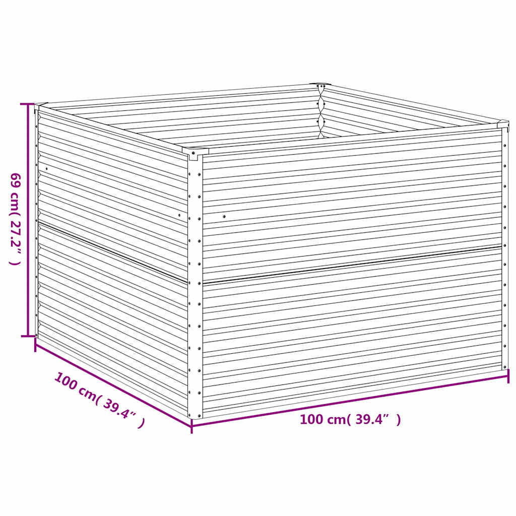 Градинска повдигната леха 100x100x69 см кортенова стомана - VL152002 - Thumbnail 7