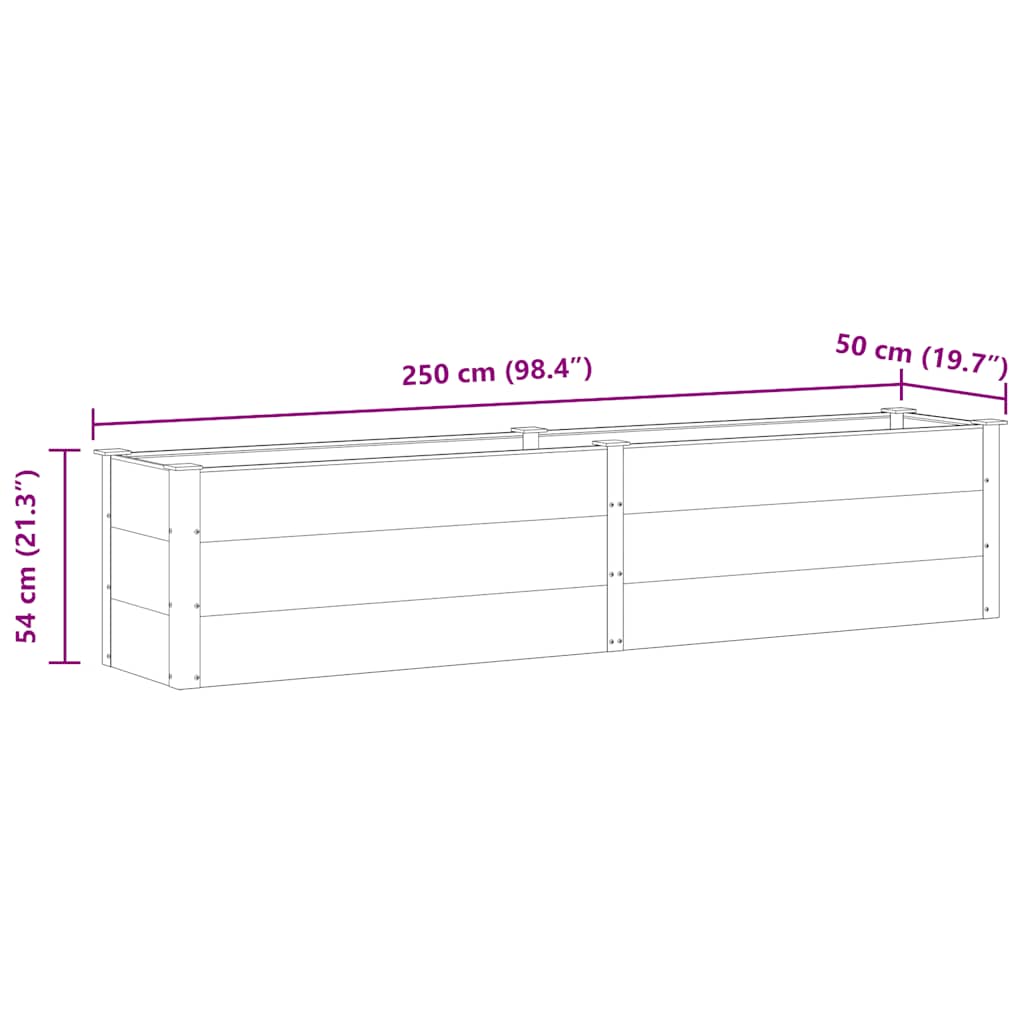 Градинска повдигната леха, 250x50x54 см, WPC, сива - VL49057 - Thumbnail 7