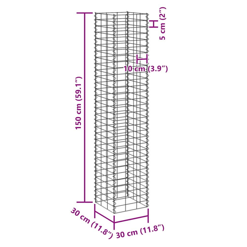 Габиони повдигнати лехи, 4 бр, 30x30x50/100/150/200 см, желязо - VL151252 - Thumbnail 9
