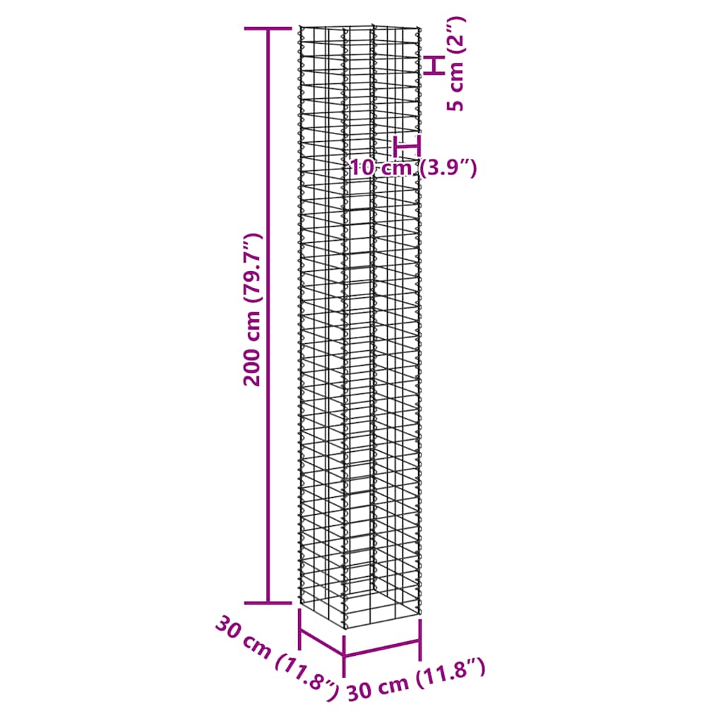 Габиони повдигнати лехи, 4 бр, 30x30x50/100/150/200 см, желязо - VL151252 - Thumbnail 10