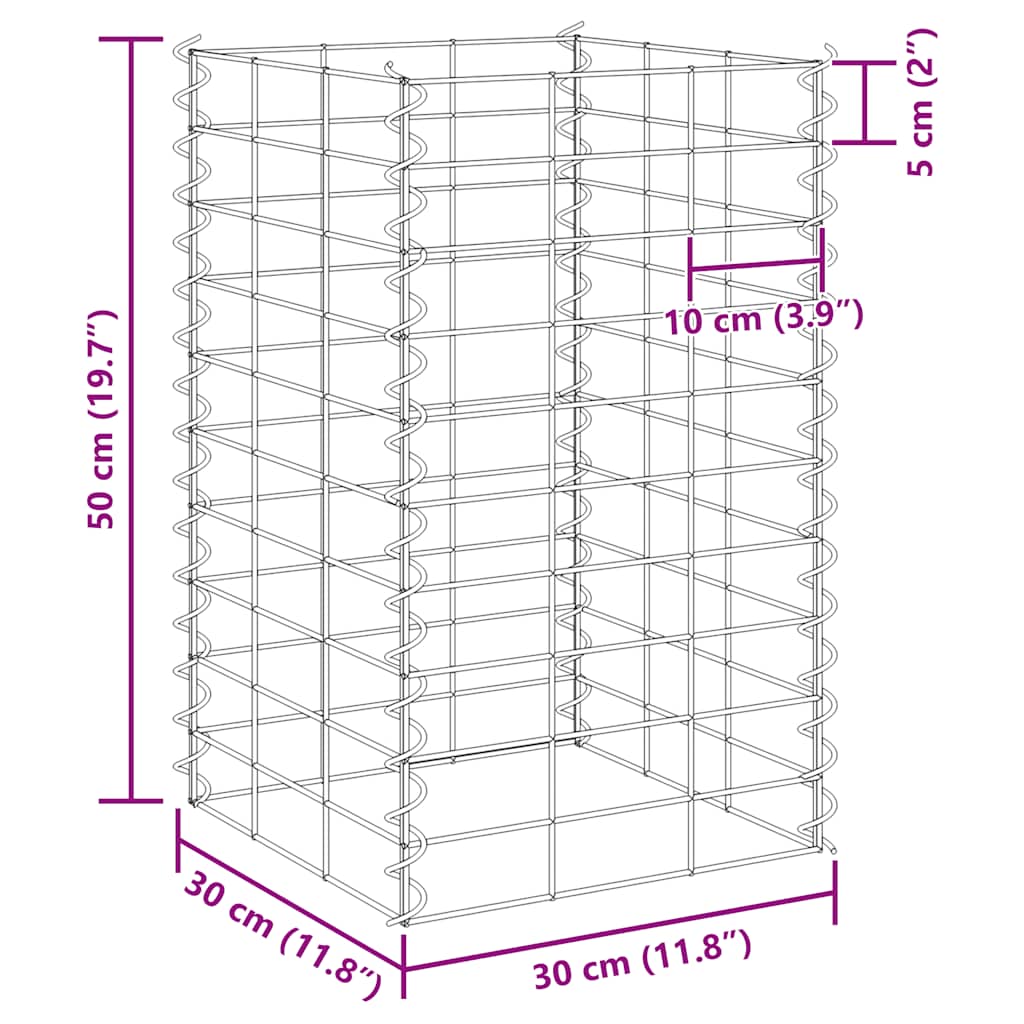 Габиони повдигнати лехи, 4 бр, 30x30x50/100/150/200 см, желязо - VL151252 - Thumbnail 7
