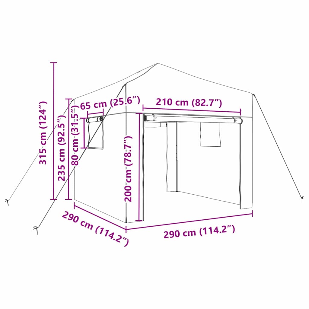 Оранжерия с поп-ъп рамка Зелен 290 x 290 x 315 см Желязо - Thumbnail 11