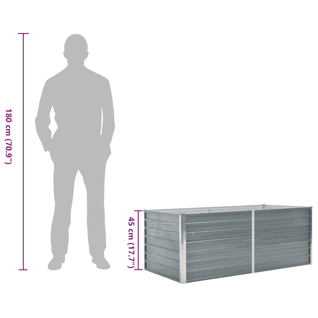 Повдигната леха, 160x80x45 см, поцинкована стомана, сива - VL47011 - Thumbnail 8