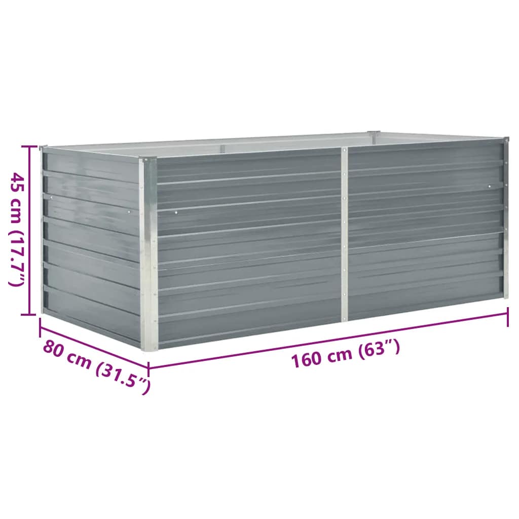 Повдигната леха, 160x80x45 см, поцинкована стомана, сива - VL47011 - Thumbnail 7