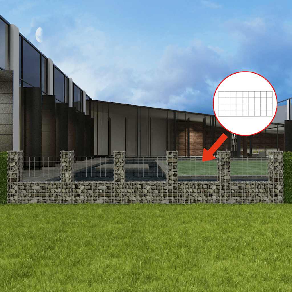 Габион кошница, U-форма, поцинкована стомана, 570x20x100 cм - VL142547