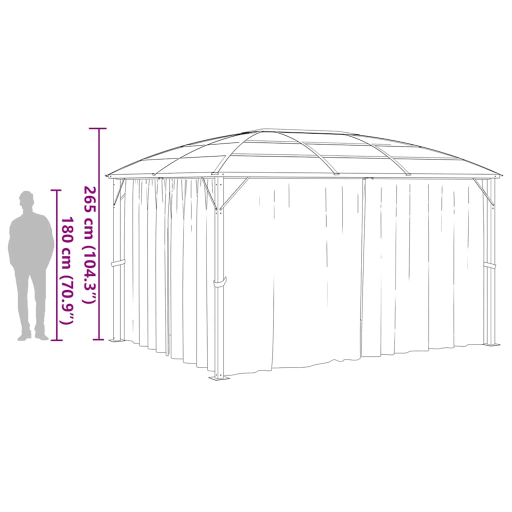 Градинска шатра със завеси, 400x300x265 см, антрацит - VL48601 - Thumbnail 9