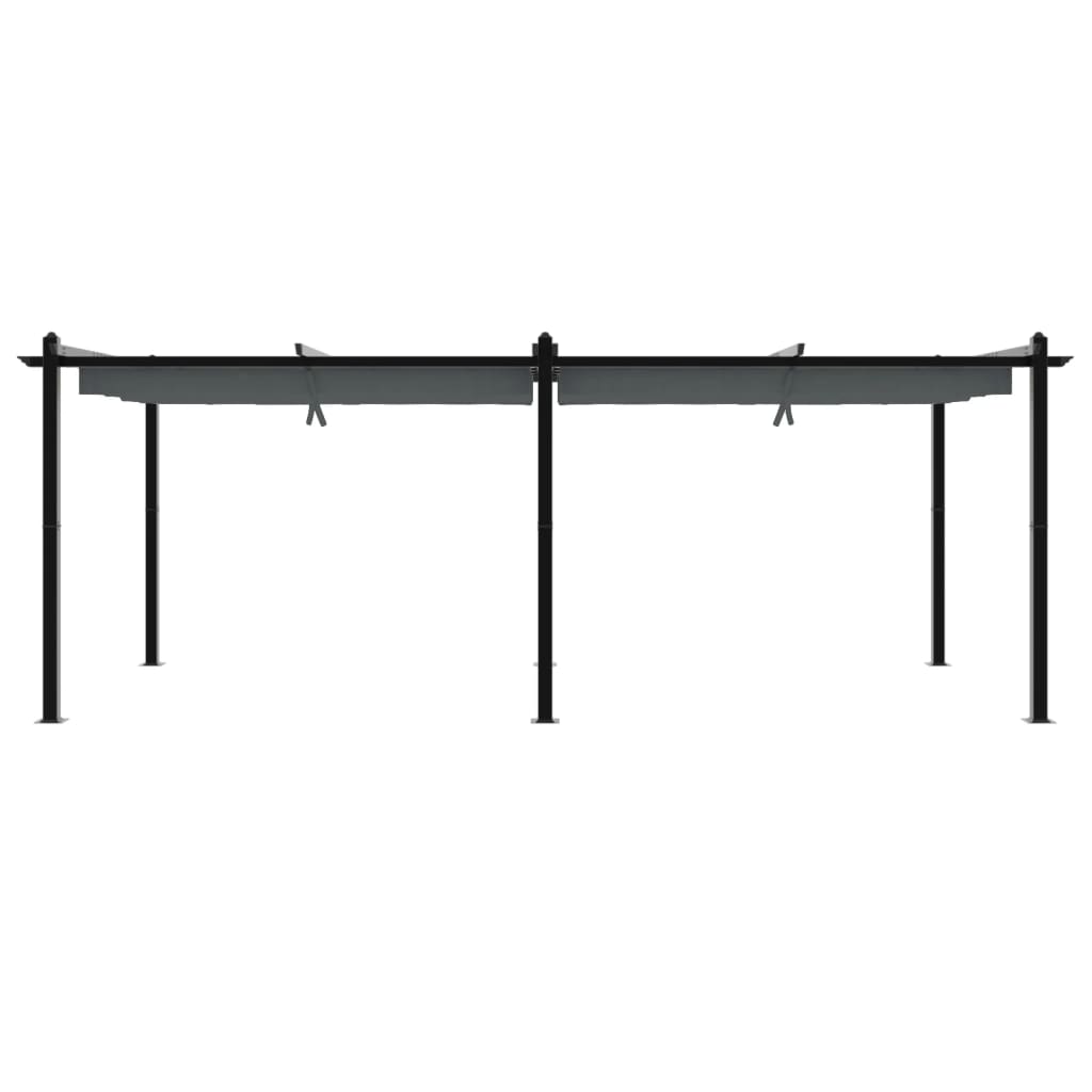 Градински навес с прибиращ се покрив, антрацит, 3x6 м, алуминий - VL3217062 - Thumbnail 4